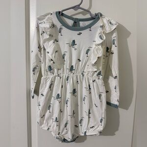 Kyte BABY Blue Heron Long Sleeve Bubble Bodysuit